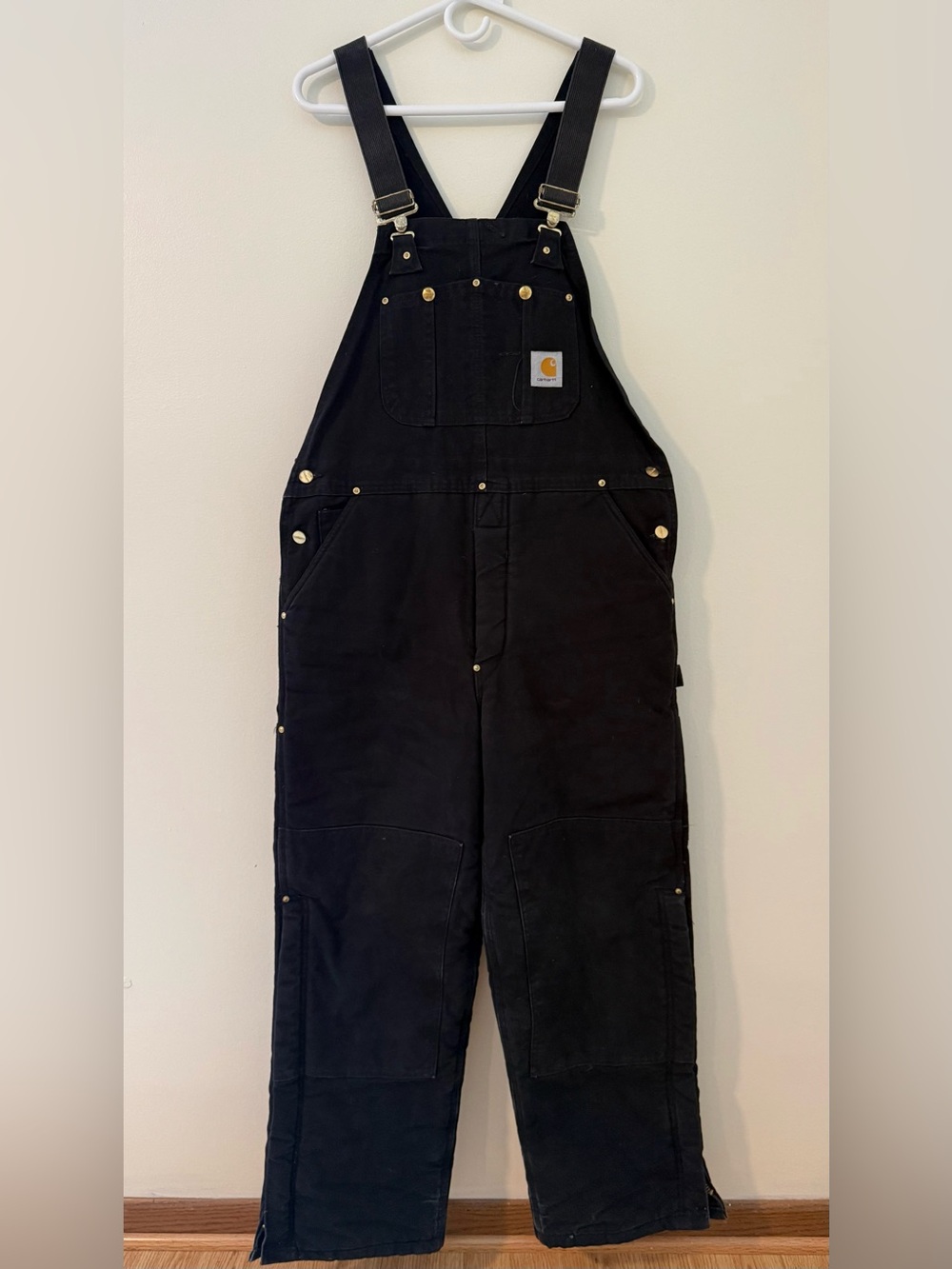 Carhartt Quilted Duck Canvas Bibs Reinforced Knees Sz 36/30